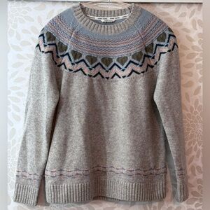 Kari Traa Woman’s M Gray Sundve Knit Heart Fair Isle Wool Blend Sweater Top